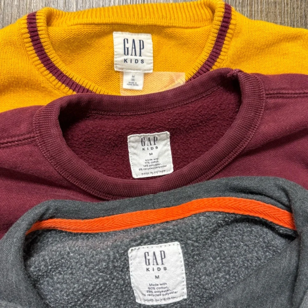 GAP Kids Sweatshirts - Yellow, Gray, and Maroon Set Cotton Polyester Bundle of 3